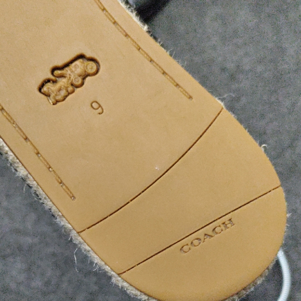 Coach "Carley" Signature Black Leather Espadrille Flats #C6763 - Picture 9 of 12